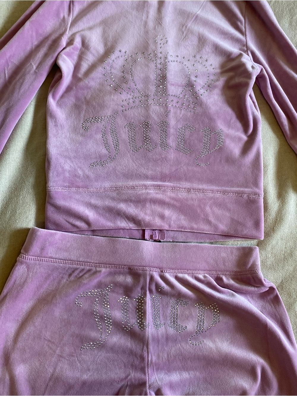 NWT Juicy Couture Velour Tracksuit Set Smoky Grape Big Bling Crown XS